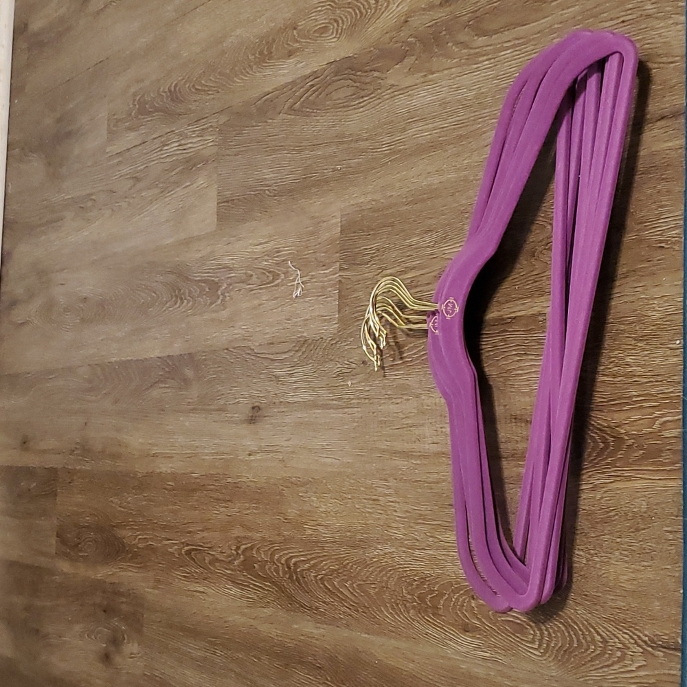 Joy Mangano purple fuzzy hangers